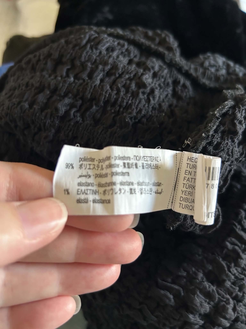 Zara Black Textured Crinkle Wide Leg Pants Stretch Waist Size Medium - Picture 4 of 4